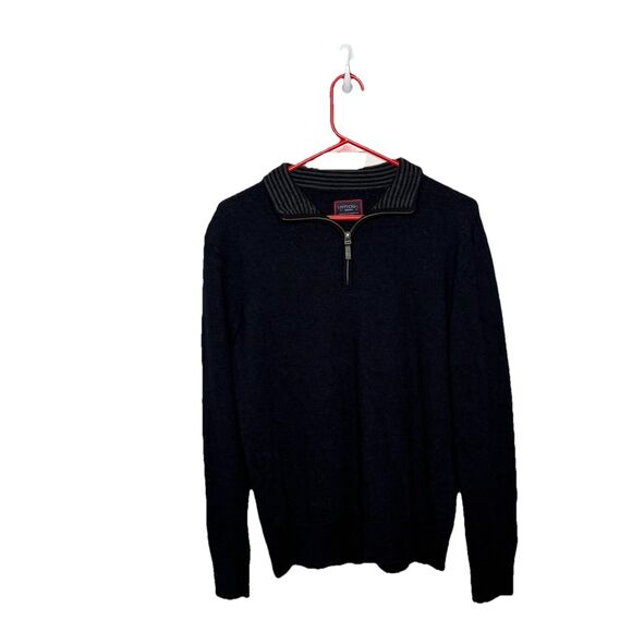 Untuckit Sweater  Belguardo Navy Blue 1/4 Zip Merino Wool Pullover Size Medium - Picture 1 of 5